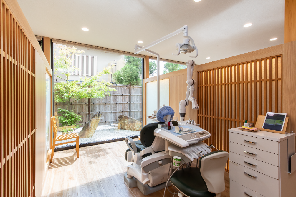 歯の模型で歯磨きのポイントを説明する様子